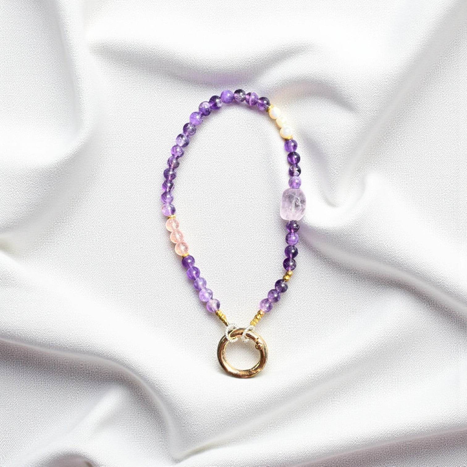 Améthyste Quartz Fraise - perle d'eau douce Amérine - BD PIERRES NATURELLES